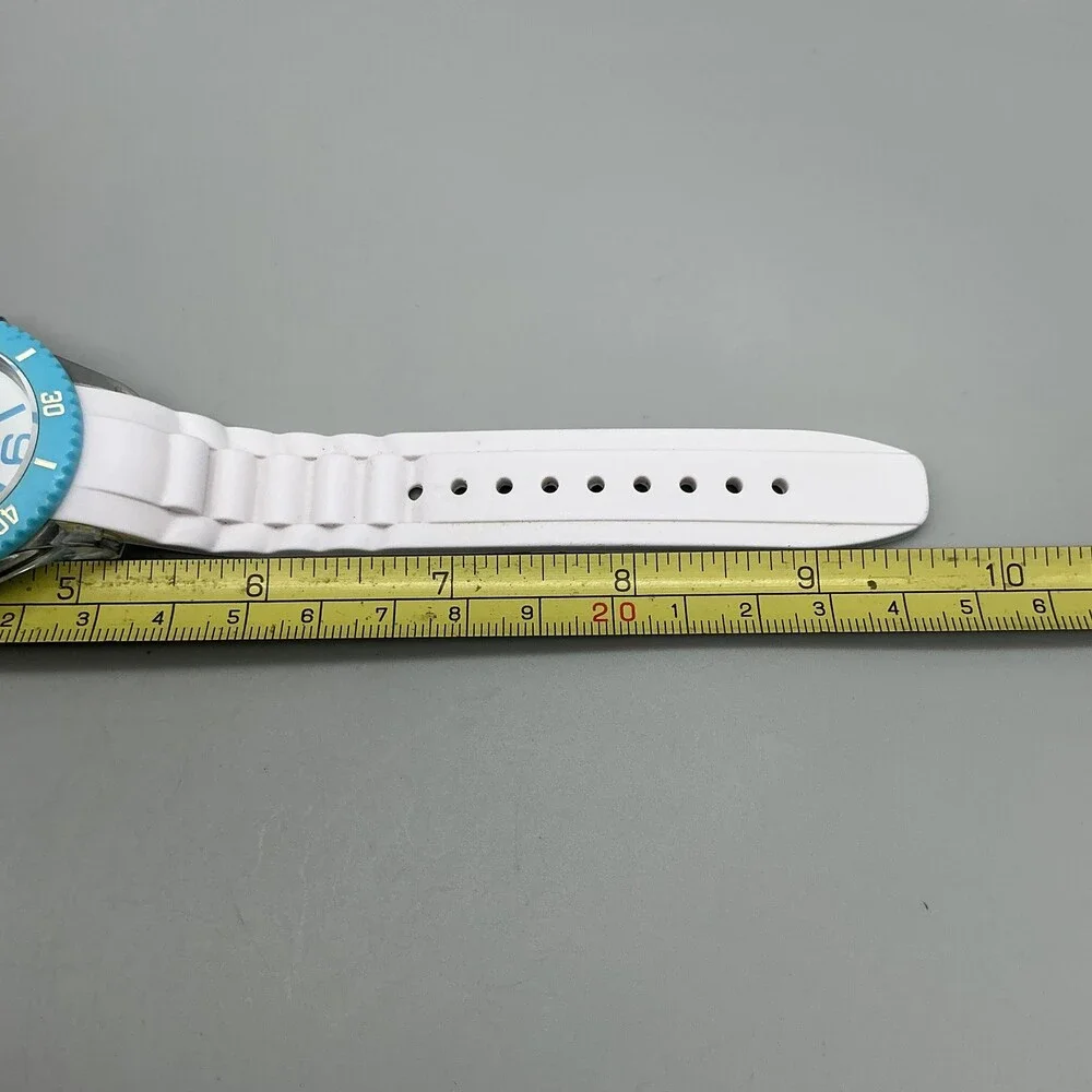 40nine Mens Watch 40mm White Dial Blue Bezel Silicone Date New Battery